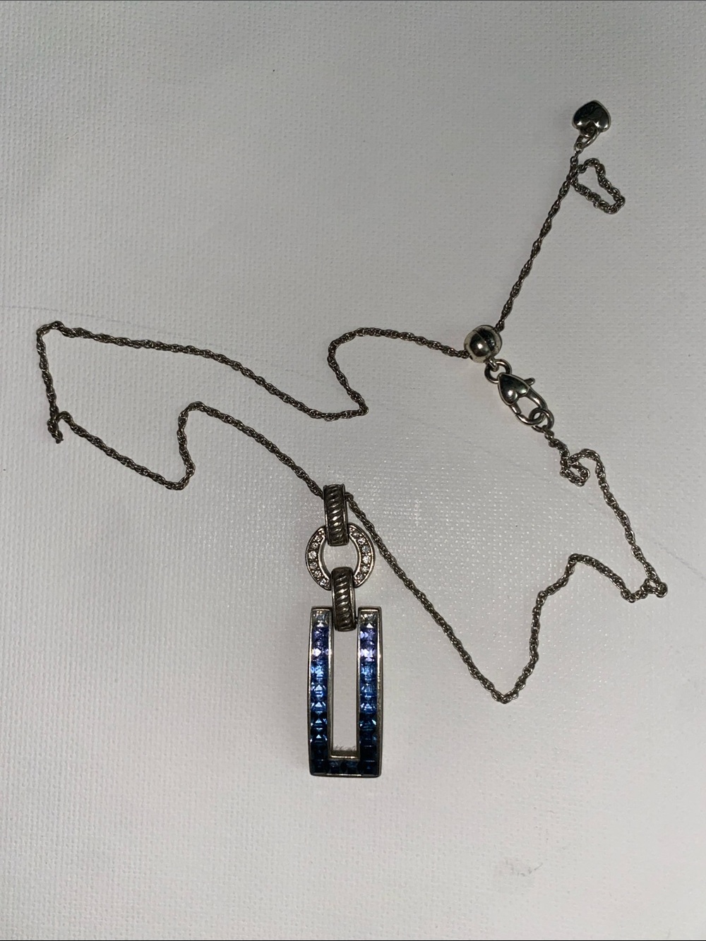 Brighton spectrum glam Silver Necklace with Blue Ombre Crystal Pendant
